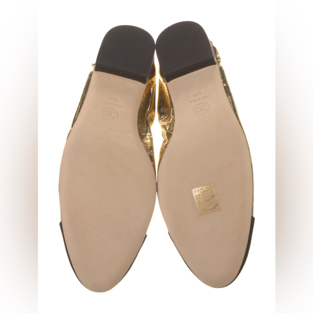 NEW IN BOX Authentic Chanel Gold & Black CC Logo Ballerina Ballet Flats 41.5 - Picture 10 of 14